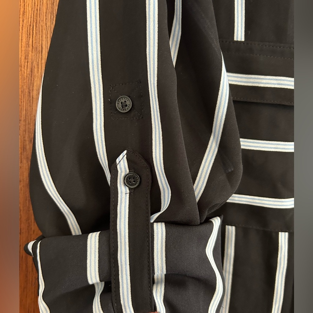 Express Women's Navy Top with Blue and White Stripes - Picture 6 of 6